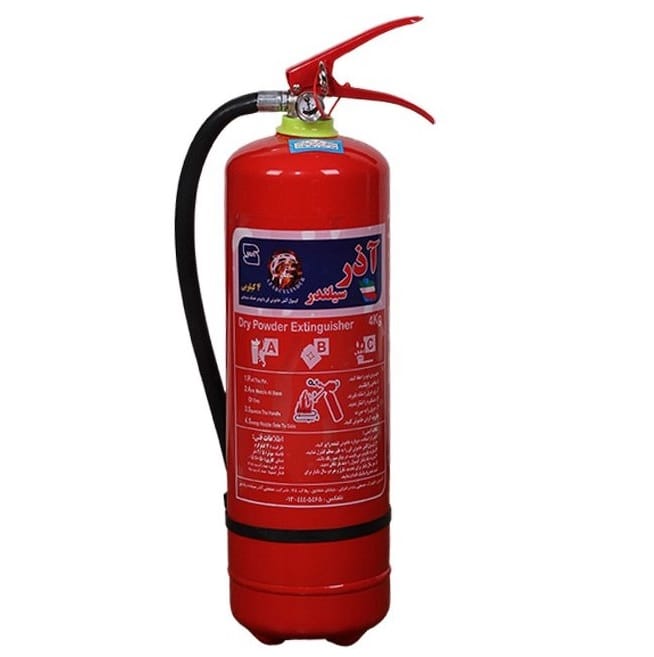 کپسول آتش نشانی 4 کیلوگرمی پودر و گاز آذر سیلندر با پودر ABC